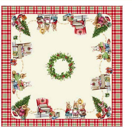 Centrotavola natalizio holly 93x93 cm in cotone gobelin -  vingi