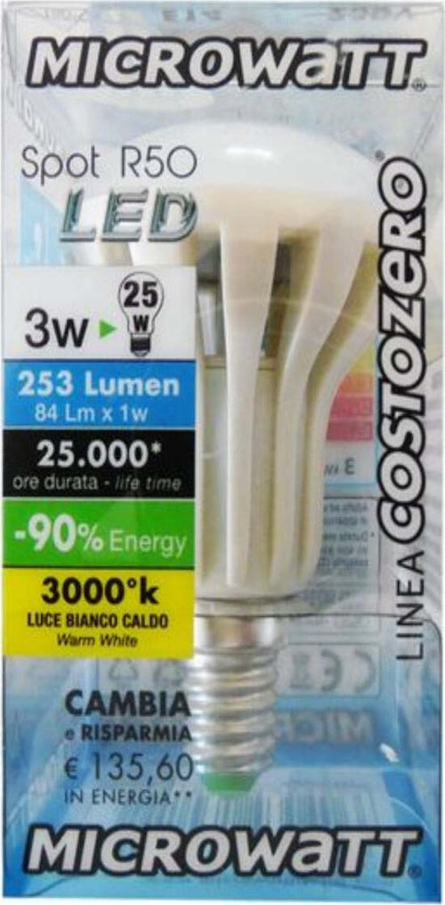 CENTURY-ITALIA---LAMPADINA-SPOT-R50-LED-A-RISPARMIO-ENERGETICO---3W-E14-253LMN-3000K---LUCE-BIANCA-CALDA-**