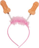 Cerchietto-Con-Pelo-Rosa-E-Piselli-Con-Molla-Addio-Al-Nubilato-Celibato-Gadget-per-Adulti-Sexy-Party