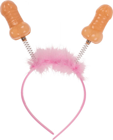 Cerchietto-Con-Pelo-Rosa-E-Piselli-Con-Molla-Addio-Al-Nubilato-Celibato-Gadget-per-Adulti-Sexy-Party