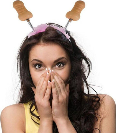 Cerchietto-Con-Pelo-Rosa-E-Piselli-Con-Molla-Addio-Al-Nubilato-Celibato-Gadget-per-Adulti-Sexy-Party