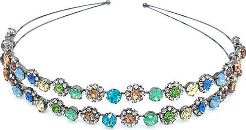 Cerchietto Jewel Donna in Zamak E Vetro Cerchietto Doppio Fashion Gioielli per Capelli Con Strass Multicolor a Fiore Moda/Donna/Accessori/Cerchietti Leclaf - Napoli, Commerciovirtuoso.it