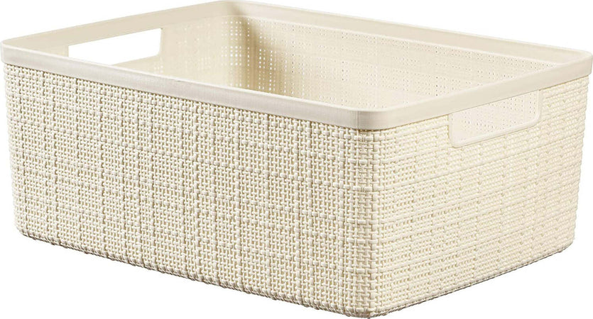 Cesta-Curver-Cestino-Juliet-in-juta-100%-plastica-riciclata-rettangolare,-bianco-sporco,-M:-12-L