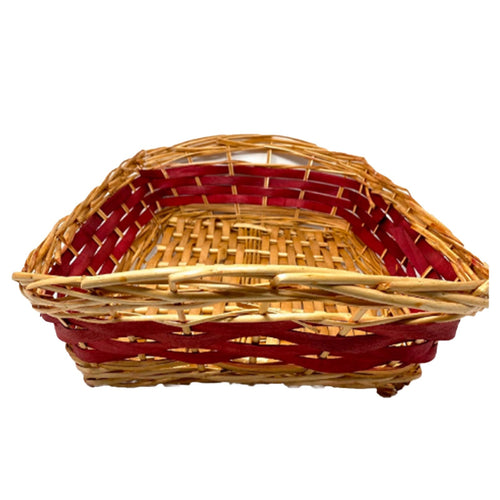 Cesta ovale con fascia rossa e manici 50 x 35 cm