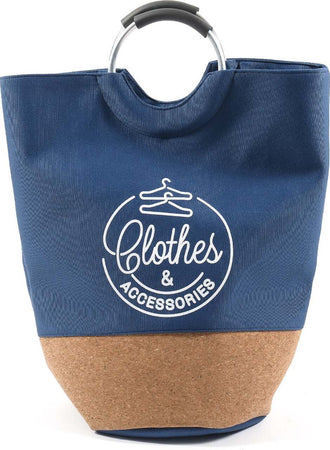 Cesta Porta Biancheria Pieghevole In Sughero E Tessuto Blu Da Bagno Casa e cucina/Arredamento/Cameretta bambini/Contenitori/Sacca portabiancheria Decor Space - Altamura, Commerciovirtuoso.it