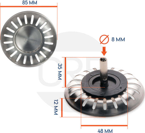 Cestello-Filtro-Tappo,-Tipo-Basso,-Diametro-85-mm-per-Lavello-Franke