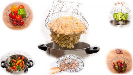 Cestello Scolapasta Pieghevole Per Friggere Cottura A Vapore Chef Basket 12 In 1 Casa e cucina/Utensili da cucina/Scolapasta Trade Shop italia - Napoli, Commerciovirtuoso.it