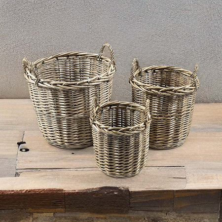 Cesti rotondi portaoggetti intrecciati in vimini, con manici, set da 3 pezzi Casa e cucina/Decorazioni per interni/Accessori decorativi/Soprammobili Decor Space - Altamura, Commerciovirtuoso.it