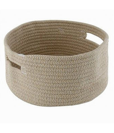 Cestino Cesto Con Manici Porta Oggetti Tessuto Intrecciato Rotondo 29x13cm 10637