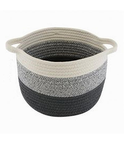 Cestino Cesto In Tessuto Corda Intrecciato Porta Oggetti Rotondo 26x18 Cm 10650