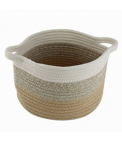 Cestino Cesto In Tessuto Di Corda Intrecciato Porta Oggetti Tondo 26x18cm 10647