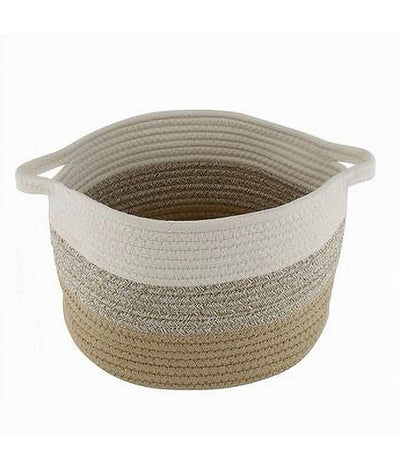 Cestino Cesto In Tessuto Di Corda Intrecciato Porta Oggetti Tondo 29x20 Cm 10648