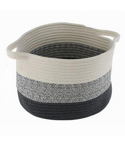Cestino Cesto Tessuto Corda Intrecciato Porta Oggetti Rotondo 29 X 20 Cm 10651