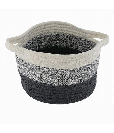 Cestino Cesto Tessuto Di Corda Intrecciato Porta Oggetti Rotondo 21x15cm 10649