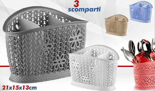 Cestino Colaposate Cucina Ovale A 3 Scomparti In Plastica Colorato Ricamo Fiori Casa, arredamento e bricolage > Cucina > Accessori cucina Trade Shop italia - Napoli, Commerciovirtuoso.it