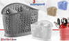 Cestino-Colaposate-Cucina-Ovale-A-3-Scomparti-In-Plastica-Colorato-Ricamo-Fiori