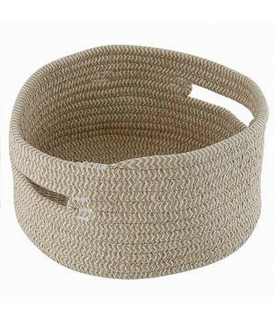 Cestino Con Manici Portaoggetti Cesto Tessuto Intrecciato Rotondo 24x11 Cm 10636
