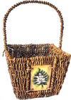 Cestino Decorativo in Fibra Naturale Con Inserto Frontale 20 Cm X 20 Cm X15,5 Cm Cestino Portaoggetti Con Manico Casa e cucina/Organizzazione interni/Contenitori ceste e cestini/Cestini portaoggetti/Cestini per giornali e riviste Ideart - Valdilana, Commerciovirtuoso.it