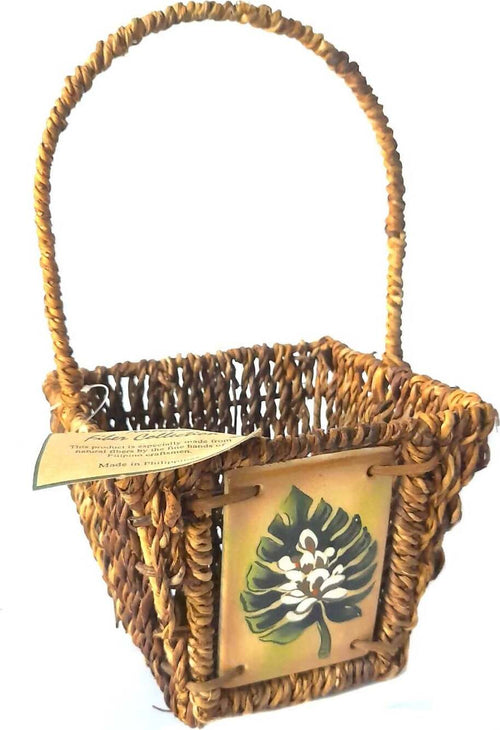 Cestino Decorativo in Fibra Naturale Con Inserto Frontale E Manico 15 X15 X13 Cm Cestino Porta Oggetti per Arredo Casa e cucina/Organizzazione interni/Contenitori ceste e cestini/Cestini portaoggetti/Cestini per giornali e riviste Ideart - Valdilana, Commerciovirtuoso.it