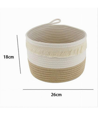 Cestino Porta Biancheria Oggetti Corda Intrecciata Cesto Organizer 26x18cm 10652