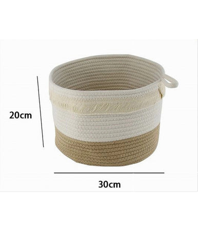 Cestino Porta Biancheria Oggetti Corda Intrecciata Cesto Organizer 30x20cm 10653