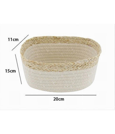 Cestino Porta Biancheria Oggetti In Vimini Intrecciato Bicolore 20x15x11cm 10674