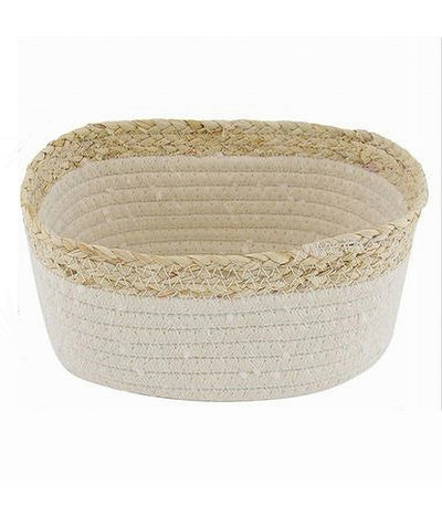 Cestino Porta Biancheria Oggetti In Vimini Intrecciato Bicolore 20x15x11cm 10674