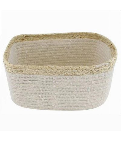 Cestino Porta Biancheria Oggetti In Vimini Intrecciato Bicolore 30x22x14cm 10676