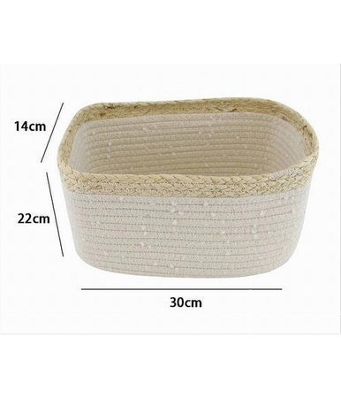 Cestino Porta Biancheria Oggetti In Vimini Intrecciato Bicolore 30x22x14cm 10676