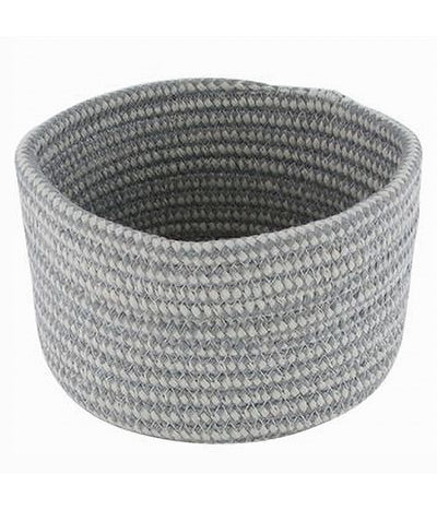 Cestino Porta Oggetti Cesto Tessuto Intrecciato Grigio Tondo Casa 16x10 Cm 10643