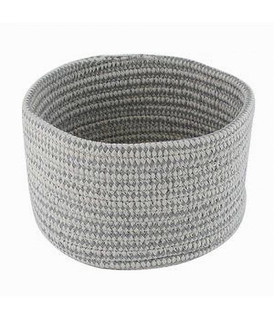 Cestino Porta Oggetti Cesto Tessuto Intrecciato Grigio Tondo Casa 18x11 Cm 10644