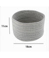 Cestino Porta Oggetti Cesto Tessuto Intrecciato Grigio Tondo Casa 18x11 Cm 10644