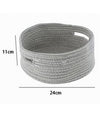 Cestino Porta Oggetti Con Manici Cesto Tessuto Intrecciato Rotondo 24x11cm 10638