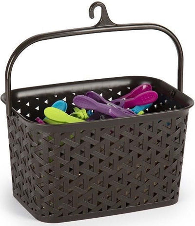 Cestino Portamollette Porta Mollette Cesto Effetto Rattan In Plastica 18x24x14cm Casa e cucina/Organizzazione interni/Organizzazione lavanderia/Porta mollette Trade Shop italia - Napoli, Commerciovirtuoso.it
