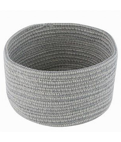 Cestino Portaoggetti Cesto Tessuto Intrecciato Grigio Tondo Casa 21x12.5cm 10645