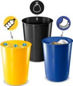 Cestino raccolta differenziata - 40 L - giallo - blu - nero - Cep - set 3 pezzi Cancelleria e prodotti per ufficio/Archivio ufficio e accessori per scrivania/Accessori da scrivania e archiviazione/Cestini per la carta Eurocartuccia - Pavullo, Commerciovirtuoso.it