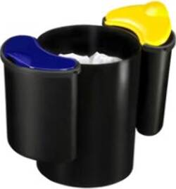 Cestino raccolta differenziata 516 - altezza 33 7 cm - diametro 26 cm - nero-giallo-blu - Cep Cancelleria e prodotti per ufficio/Archivio ufficio e accessori per scrivania/Accessori da scrivania e archiviazione/Cestini per la carta Eurocartuccia - Pavullo, Commerciovirtuoso.it