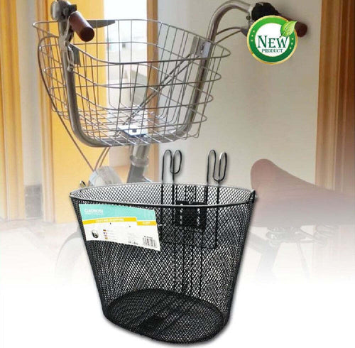 Cestino Anteriore Per Bici, Rete In Acciaio Nero, Shopper City Bike Cestino Anteriore Per Bici, Rete In Acciaio Nero, Shopper City Bike