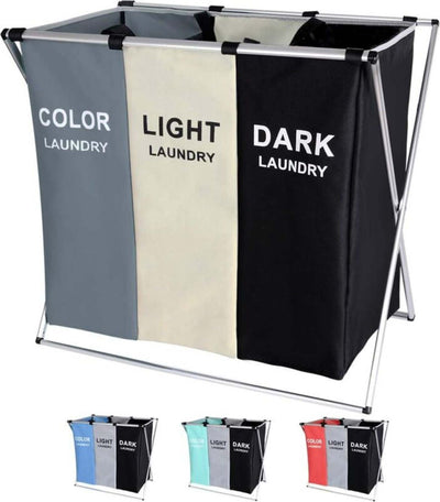 Cesto Biancheria 3 Scomparti Portabiancheria Pieghevole In Metallo E Tessuto Casa e cucina/Organizzazione interni/Organizzazione lavanderia/Ceste per la biancheria Trade Shop italia - Napoli, Commerciovirtuoso.it