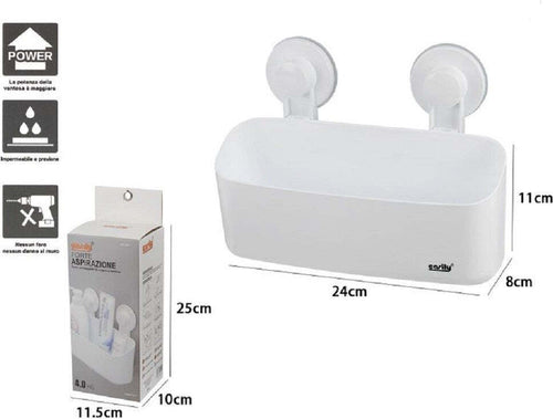Cesto Contenitore Porta Oggetti A Ventosa Bianco Accessori Bagno 24x8x11cm 59552 Casa, arredamento e bricolage > Accessori Bagno > Set da Bagno Trade Shop italia - Napoli, Commerciovirtuoso.it