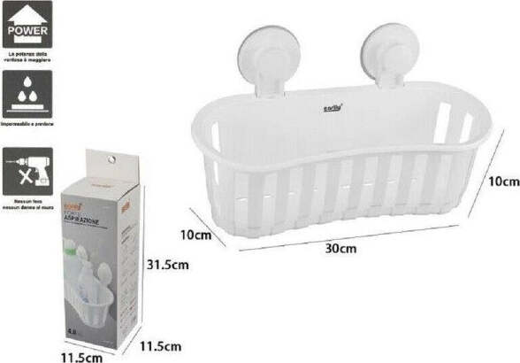 Cesto-Contenitore-Porta-Oggetti-A-Ventosa-Bianco-Accessori-Bagno-30x10cm-59553
