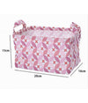 Cesto Contenitore Portabiancheria Bucato Con Manici Tessuto Rosa 20x15x16cm 79201
