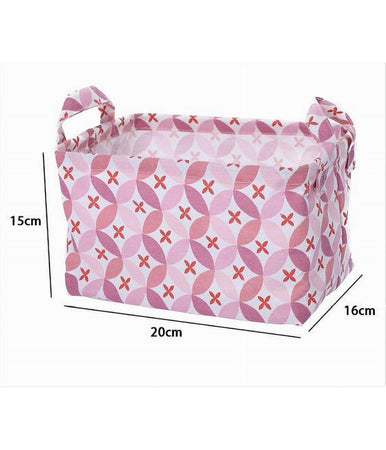 Cesto Contenitore Portabiancheria Bucato Con Manici Tessuto Rosa 20x15x16cm 79201
