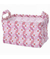 Cesto Contenitore Portabiancheria Bucato Con Manici Tessuto Rosa 20x15x16cm 79201