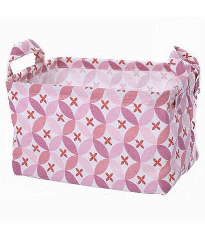 Cesto Contenitore Portabiancheria Bucato Con Manici Tessuto Rosa 20x15x16cm 79201