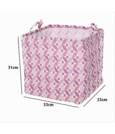 Cesto Contenitore Portabiancheria Bucato Con Manici Tessuto Rosa 33x33x31cm 79205