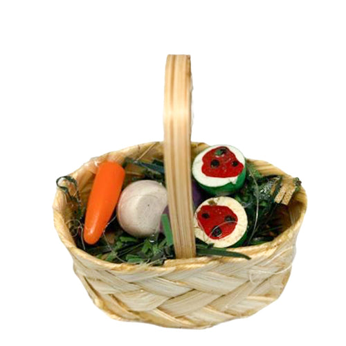 Cesto con ortaggi per decorazione presepe in miniatura