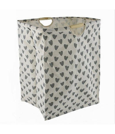 Cesto Porta Biancheria Cuori Grigi Contenitore Panni Sporchi Richiudibile 10622