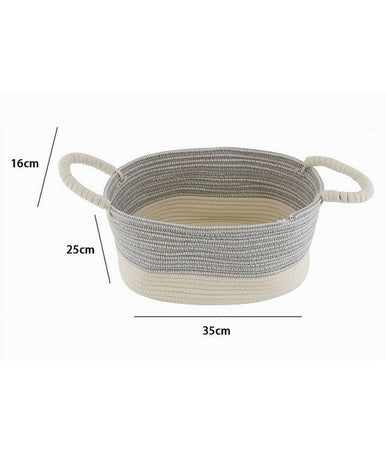 Cesto Porta Biancheria Oggetti Corda Intrecciata Ovale Manici 35x25x16 Cm 10679