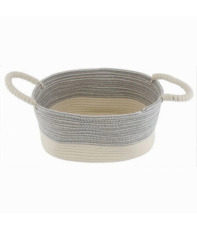 Cesto Porta Biancheria Oggetti Corda Intrecciata Ovale Manici 35x25x16 Cm 10679